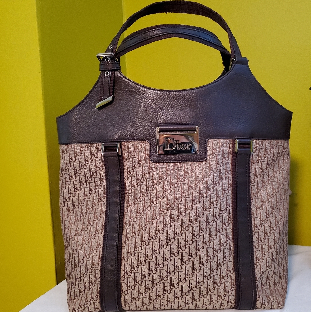 Authentic Christian Dior Vintage Brown Tote Bag